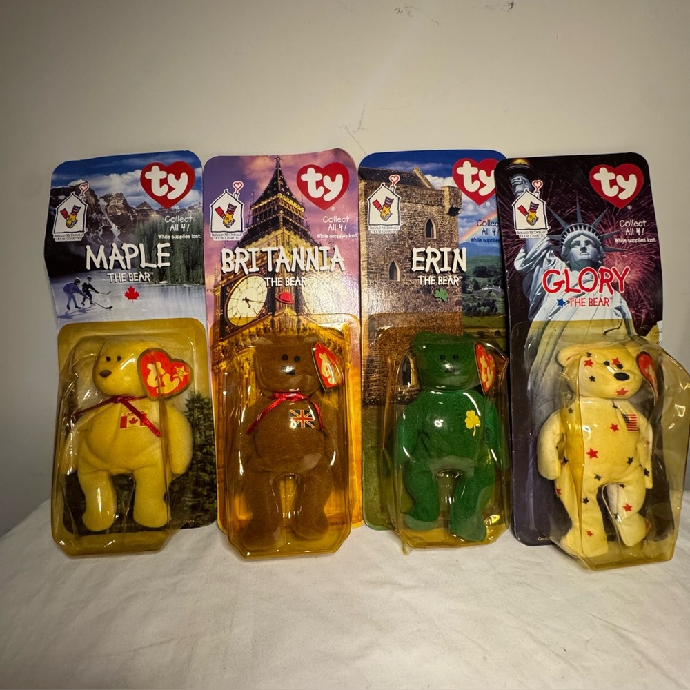 Vintage TY Teddy Collection McDonald's Beanie Babies 1998 All Four Complete Set